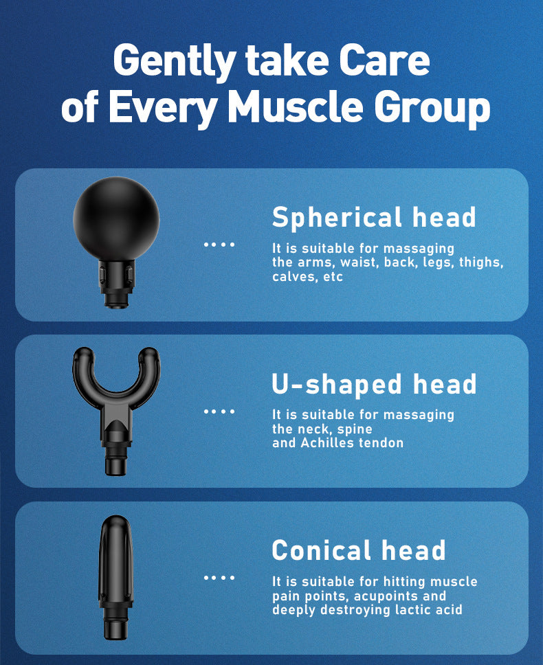 Professional Deep Tissue Percussion Massage Gun - 30 Speeds, 6 Heads & LCD Touch Screen(black)